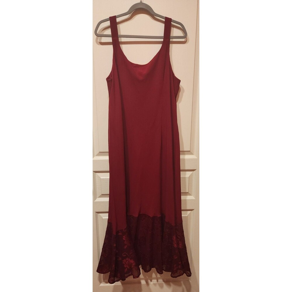 Dana Kay Womens Sz 24W Red Square Neck Formal Dress Gown Wedding Guest Party